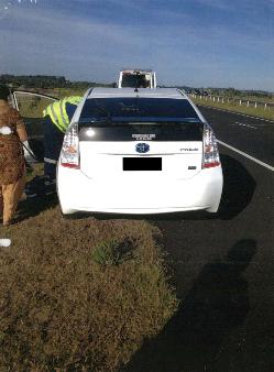 Car moved and hit in emergency lane