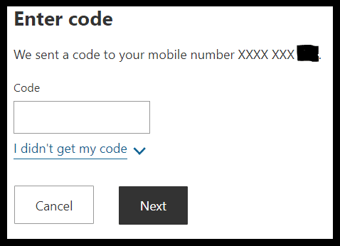 myGov security code