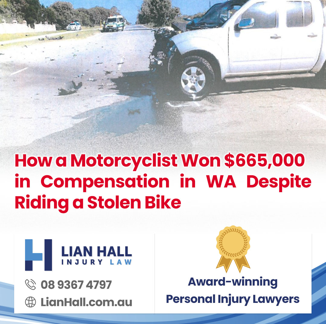 Car accidents compensation - riding a stolen motorcycle and wins